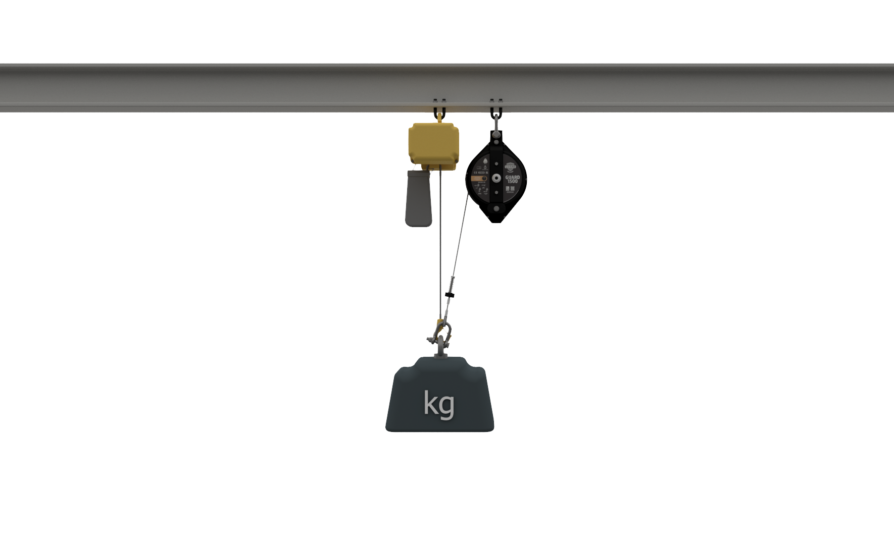 load securing devices with a chain hoist